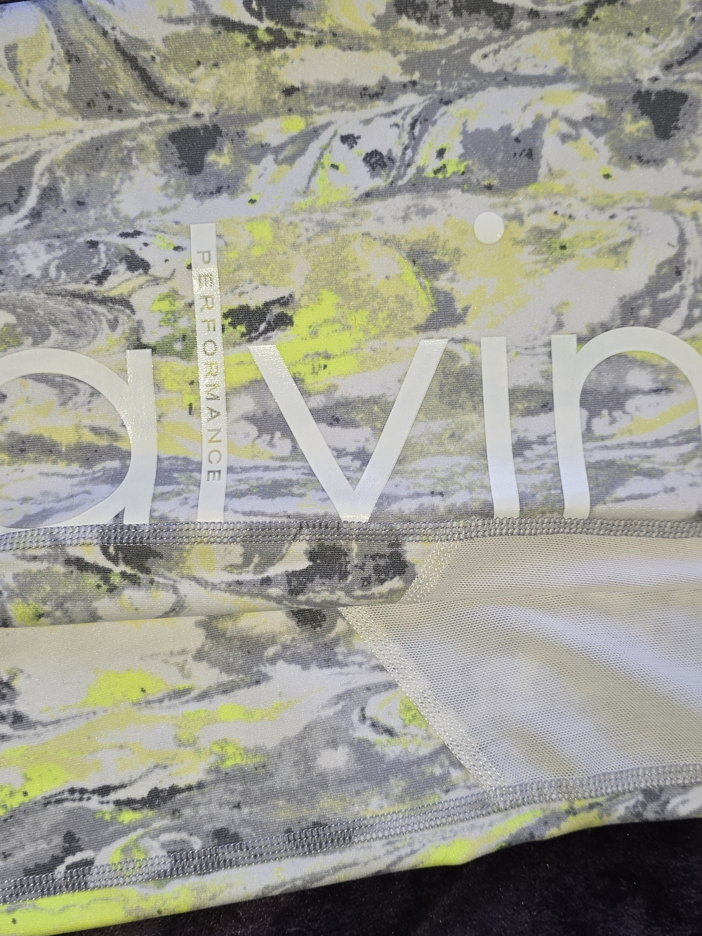 Calvin Klein Neon Yellow Gray White Marble Active Leggings
